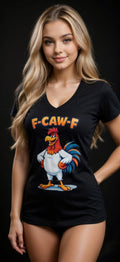 F-CAW-F Rooster V-Neck large T-Shirt